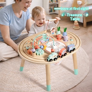 Table <span class=keywords><strong>d</strong></span>'activités Montessori Qiaike en bois 10-en-1 pour bébés : labyrinthe de perles, tri de formes, jeu de pêche – Idéale pour les tout-petits de 1 à 3 ans - Product Image 2