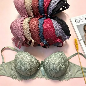 Sujetador Push-Up con Encaje y Estampado Floral para Mujer, Talla Grande 38-44B, con Soporte Cómodo y Aros, Venta al Por Mayor, AS002, 1.3 Dólares - Product Image 3