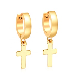 Pendientes de Aro Cruzados con Hebilla Curva de Moda, Pendientes de Acero Inoxidable para Mujer - Product Image 1