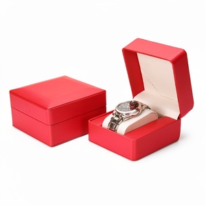 Boîte à montres pour hommes de luxe personnalisée, boîte cadeau à charnière en cuir PU rigide avec coussin en suède pour montre, estampage à chaud, logo personnalisé, vente en gros - Product Image 4