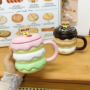 Taza <span class=keywords><strong>para</strong></span> Hamburguesas con Tapa y Cuchara, Gran Capacidad, Diseño Creativo, Taza <span class=keywords><strong>para</strong></span> Café, Desayuno, Regalo <span class=keywords><strong>de</strong></span> Cumpleaños <span class=keywords><strong>para</strong></span> <span class=keywords><strong>Parejas</strong></span> - Product Image 2
