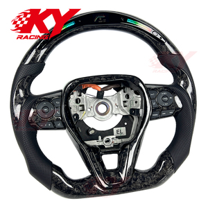 Volant sport personnalisé en cuir et fibre de carbone forgée avec LED pour Toyota Corolla GR SE XSE RX RAV4 Camry TRD Accessoires de voiture - Product Image 2