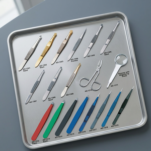 Pince à épiler professionnelle en acier inoxydable incurvée, pointe inclinée, outil de précision pour l'épilation, réutilisable, moderne, pour salon de beauté - Product Image 1