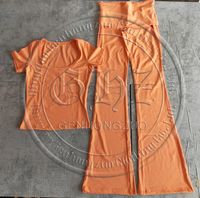 Zomerkleding voor lange vrouwen, loungewear set voor dames, op maat gemaakte korte mouwen met wijde broek, dames 2-delige loungeset