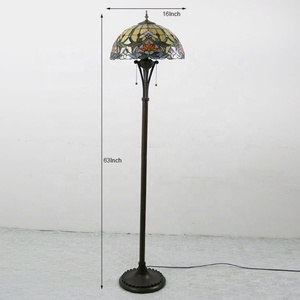 LongHuiJing Tiffany Style Floor Lamps Stained Glass Lampshade Standing Light <b>Indoor</b> <b>Lighting</b> for Dining Bedroom Living Room - Product Image 5