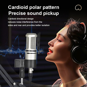 Micro thu âm chuyên nghiệp AT2020 48V, micro tụ điện dành cho podcast, phát trực tiếp, thiết bị âm nhạc, micro tụ điện cardioid chuyên nghiệp cho phòng thu - Product Image 4