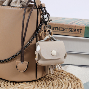 Premium PU cuir Mini sans fil écouteur accessoires sac de rangement Design boîtier pour <span class=keywords><strong>Airpods</strong></span> 2 3 Pro étui avec gland porte-clés - Product Image 4