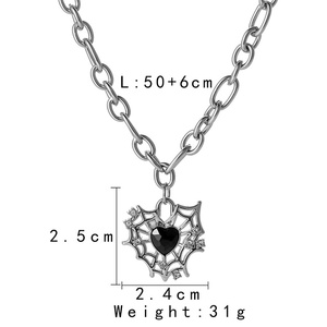 الهيب هوب القوطي قلادة Y2K المجوهرات الأسود العنكبوت شبكة القلب قلادة قلادة - Product Image 5