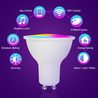 Ampoule de lampadaire d'hôtel GU10 RGBW LED intelligente certifiée RoHS, alimentée en courant alternatif, projecteur Tuya WiFi à intensité variable, commande vocale et à distance
