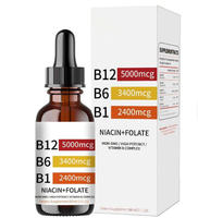Compléments alimentaires végétaliens en vitamine B12 + B6, complexe B tout-en-un en gouttes liquides pour adultes, soutien immunitaire et énergétique