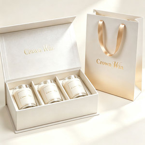 Manufacture Premium Custom Metallic Gold <b>Gift</b> Box Fsc Certified Champagne Gold <b>Candle</b> Packaging Box With Handle Bag Packaging - Product Image 2