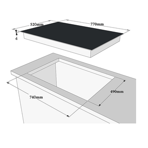Table de cuisson à induction encastrable 6800W 4 zones 220V avec commande tactile coulissante, minuterie et verrouillage, plaque à induction noire - Product Image 3
