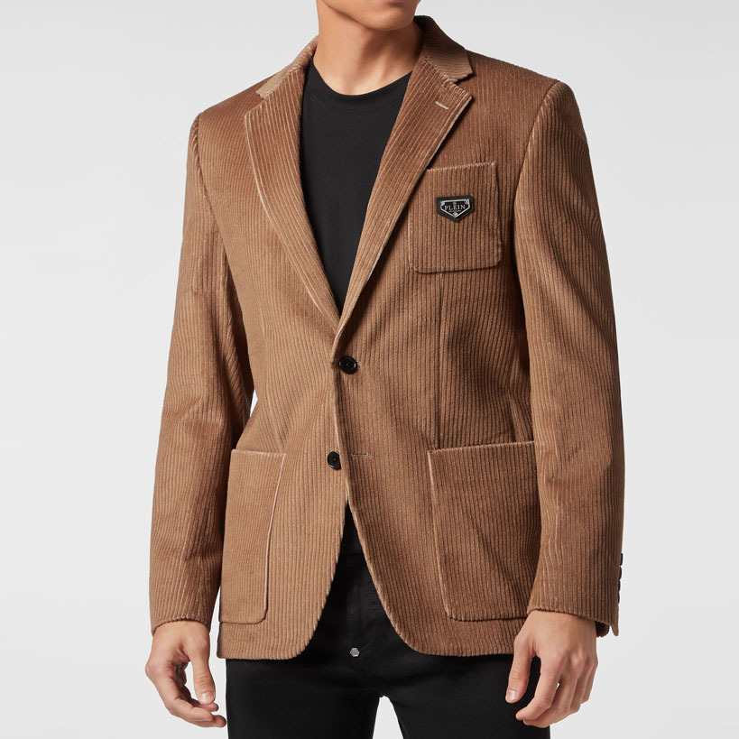 ONAXTDA Men's Corduroy Blazer Sport Coats With Elbow Patch Single Breasted Formal Jacket Vintage Coat, Bean Paste Green, XX-Small