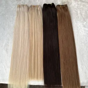 Flat Weft Thick End Double Drawn 100% Human Hair 613 Blond Straight Bundles Raw Unprocessed brazilian remy hair