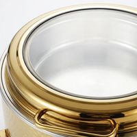 Réchaud de buffet professionnel en acier inoxydable à alcool, design martelé doré, capacité 6L, contrôle de la température, idéal pour les réceptions hôtelières