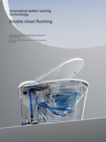 WC intelligent élancé et courbé avec bidet intégré, siège chauffant, séchoir, télécommande, cuvette en céramique, couvercle automatique et capteur de pied, à poser au sol