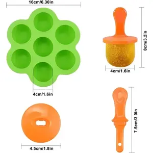 Molde de silicona colorido para paletas de helado de 7 cavidades, molde para helados DIY con asas y bandeja, de grado alimenticio para diversión familiar - Product Image 3