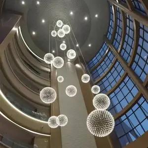 Chrome Sparkle Ceiling Lights chandeliers Firework mall hotel lobby Spark Ball globe Chandelier pendant lamp stair pendant light