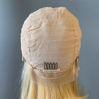 # Perruque Bob Lace Front Blonde 613, 100% Cheveux Humains Vierges Remy, Lisses Soie, Dentelle HD 13x4, Sans Colle, pour Femmes Noires