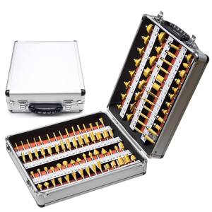 HUHAO 100 pièces 1/2 1/4 1/8 ensemble d'embouts de routeur en carbure de tungstène pour le travail du bois <span class=keywords><strong>CNC</strong></span> mèches de sculpture solide ensemble d'embouts de routeur en carbure - Product Image 1