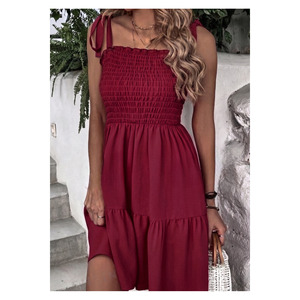 Women's Viscose Flowy Midi <b>Dress</b> Wide Strap 90 Cm Casual Wear - Product Image 2