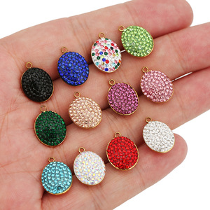 Pendentif ovale en acier inoxydable avec strass colorés, accessoires de bijoux DIY pour collier, boucles d'oreilles, bracelet, vente en gros - Product Image 4