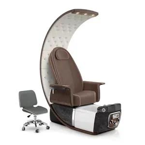 Lujosa forma de huevo de PU con silla de pedicura de masaje LED con bomba de drenaje, silla de masaje de pies