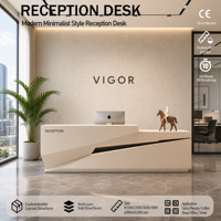 Bureau d'accueil moderne en bois écologique, design minimaliste et contemporain pour salons de beauté, hôtels, bureaux commerciaux, rétractable