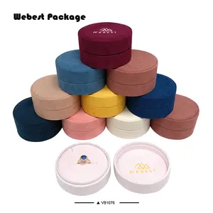 Webest Package velvet bangle jewelry box custom velvet fabric round cylinder jewelry boxesvelvet round box black velvet box