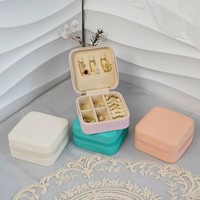 Boîte de rangement à bijoux de luxe carrée en cuir PU pour femmes, fermeture éclair, doublure en velours, organisateur de voyage, logo personnalisé