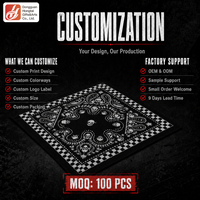 Bandana personnalisée imprimée motif crâne et cachemire, 100% polyester, douce, respirante, légère (35g), style Hip Hop Street, OEM ODM