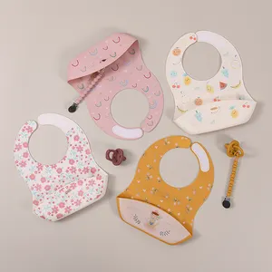 Wholesale Customized Soft Easy Wipe Clean Non Toxic Eco Friendly BPA Free Baby Silicone Bibs