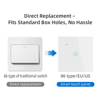Smart Life Compatible 400W/Gang 2-Gang Panel táctil Wifi interruptor duradero para luz LED de pared de techo Universal US/EU/UK voltaje