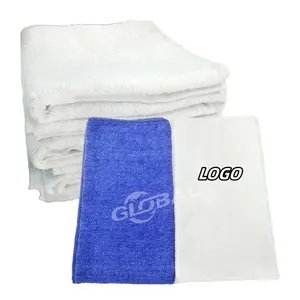 Custom LOGO Wholesale SOLID COLOR White Blue 100% Cotton Bath Face Hand Towel for Sport Pet Barber Shop Beauty Salon Catering