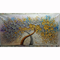 Peinture acrylique sur toile peinte à la main, arbre de la fortune doré, poster, paysage, nature morte, fleurs, tableau moderne pour décoration de chambre