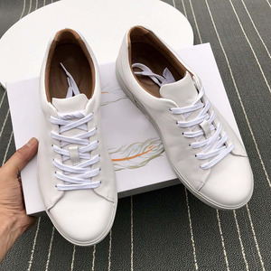 Chaussures décontractées en cuir véritable souple pour hommes, noires et blanches, style skate et tennis. - Product Image 6