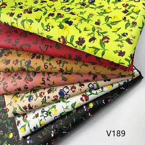 V189 nouveau cuir artificiel en PVC grain rétro petite fleur pour bagages, sacs à main, ceintures, matériaux pour chaussures