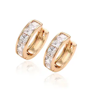 29255 fashion earrings for women, latest design 18k gold plated jewelry, diamond stone gold hoop earring women