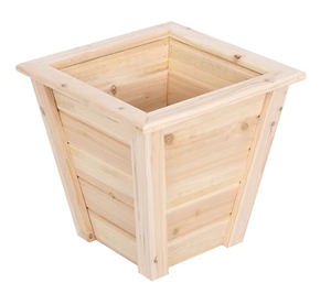 Factory <strong>Wooden</strong> Planter Box Set of 2, Square Wood <strong>Barrel</strong> Garden Pot with Drainage Holes <strong>for</strong> Indoor Outdoor <strong>Plants</strong> - Product Image 3