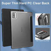 Coque arrière transparente en cuir de luxe support à trois volets 2023 10.1 pouces étui de protection intelligent pour tablette pour Blackview Tab 12 Pro