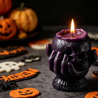 Cetakan Lilin Kedelai Ramah Lingkungan Seri Tangan Tulang Beraroma Mawar Desain Tengkorak & Bunga Halloween untuk DIY