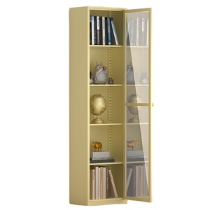 Armoire haute en acier à structure KD avec porte en verre simple armoire de rangement en métal pour salon bureau à domicile armoire à livres en fer - Product Image 6