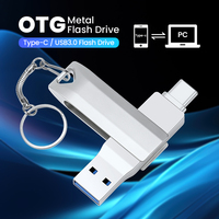 Flash Drive USB 3.0 Tipe-C Putar Berbahan Logam 128GB Warna Perak