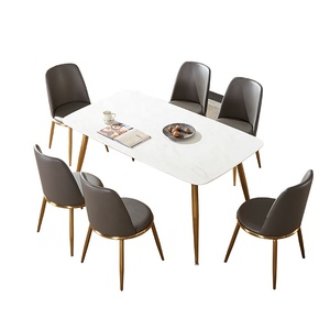 Mesas de Comedor Rectangulares <span class=keywords><strong>Ginza</strong></span> de 8 Plazas, de Metal y Piedra, Estilo Italiano Moderno, Mesas de Lujo con Cubierta de Mármol, Mesa de Comedor Laminada - Product Image 6