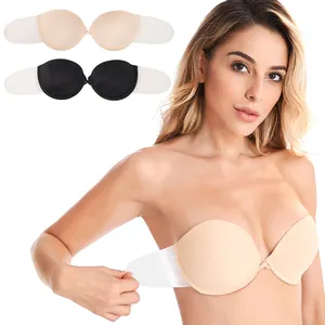 Push Up Deep V Plunge Wholesale 1 Piece Seamless Side Adhesive Silicone Invisible Bra Wing Shape