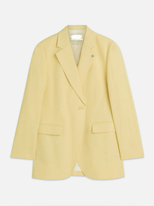 Blazer amarillo claro de mujer con solapa con muescas y bolsillos con solapa para oficina y uso casual - Product Image 2