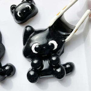 Juguete de Peluche de Gato Negro Pequeño y Adorable, Material Plástico con Colgante, Antiestrés, Descompresión, Alivio de la Ansiedad, Unisex - Product Image 4