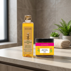 Auravedic Bridal Face Glow Enhancer with Turmeric Oil Lightening & Dark Spot Reducing Benefits 100ml + 100g for All <b>Skin</b> Types - Product Image 3