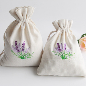 Bolsa de Lino y Algodón Natural Personalizada con Logotipo Bordado, Bolsa con Cordón para Joyería - Product Image 2