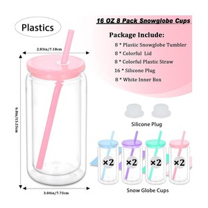 Nouvelle tasse en plastique à double paroi colorée, pot Mason en plastique de 16 oz, gobelet à paille coloré écologique et portable. - Product Image 1